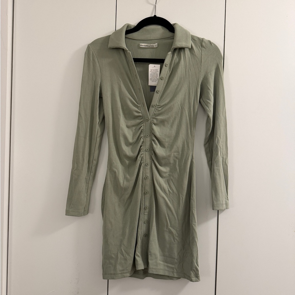 NWT Abercrombie & Fitch Sage Green Long Sleeve Dress